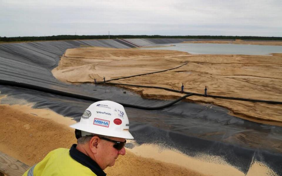 An environmental manager at the Haile Gold Mine talks about the Tailings Storage Facility, a waste pond for long-term storage of tailings, the by-product of ore processing.