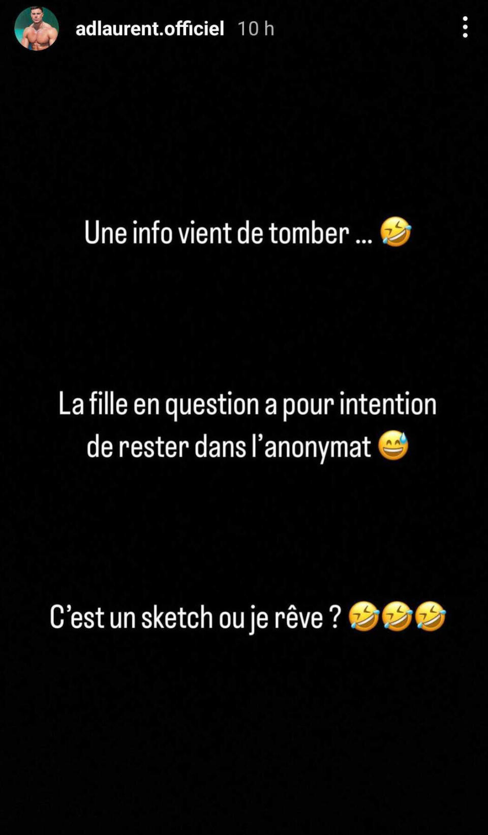 Adrien Laurent réagit à la plainte contre lui sur Instagram.