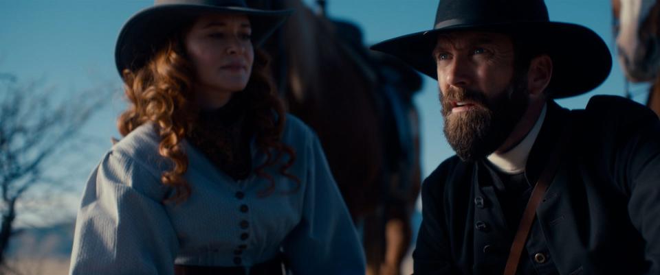 Martha Rose (Sarah Drew, left) and husband the Rev. Jeremiah Jacobs (Lucas Black) fight to save their kidnapped daughter in "Birthright Outlaw."