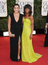 Aly Raisman and Gabby Douglas arrive at the 70th Annual Golden Globe Awards at the Beverly Hilton in Beverly Hills, CA on January 13, 2013.