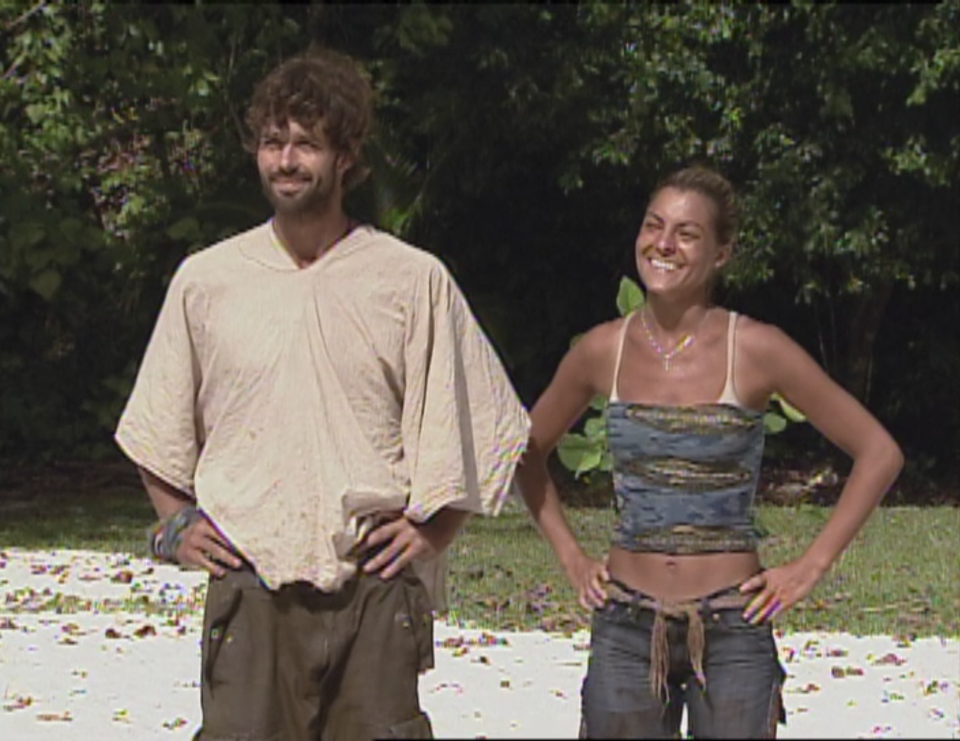Bobby Joh Drinkard and Stephenie LaGrossa stand together on Survivor: Palau