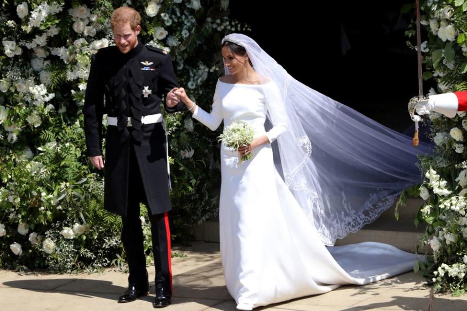 Prince Harry and Meghan Markle at their May wedding