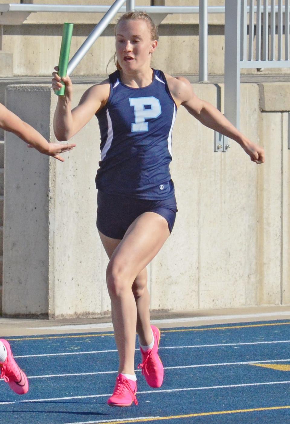 Petoskey's Madeline Loe was part of a record-breaking performance in the 4x200 meter relay, along with Gretchen Woodbury, Alison Bailey and Naveah Leonard.