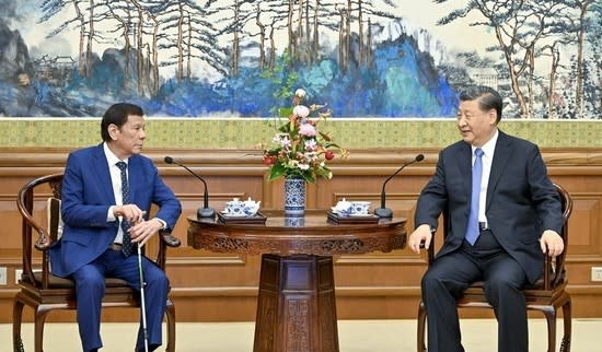 菲律賓前總統杜特蒂去年7月訪問中國，與中國國家主席習近平會晤。取自中國外交部官網