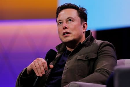 SpaceX owner and Tesla CEO Elon Musk speaks during a conversation with legendary game designer Todd Howard at the E3 gaming convention in Los Angeles