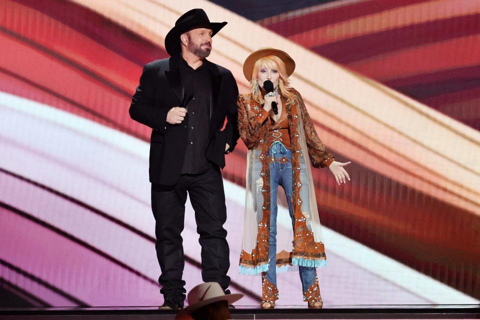 Garth Brooks and Dolly Parton at the 58th Academy Of Country Music Award.
