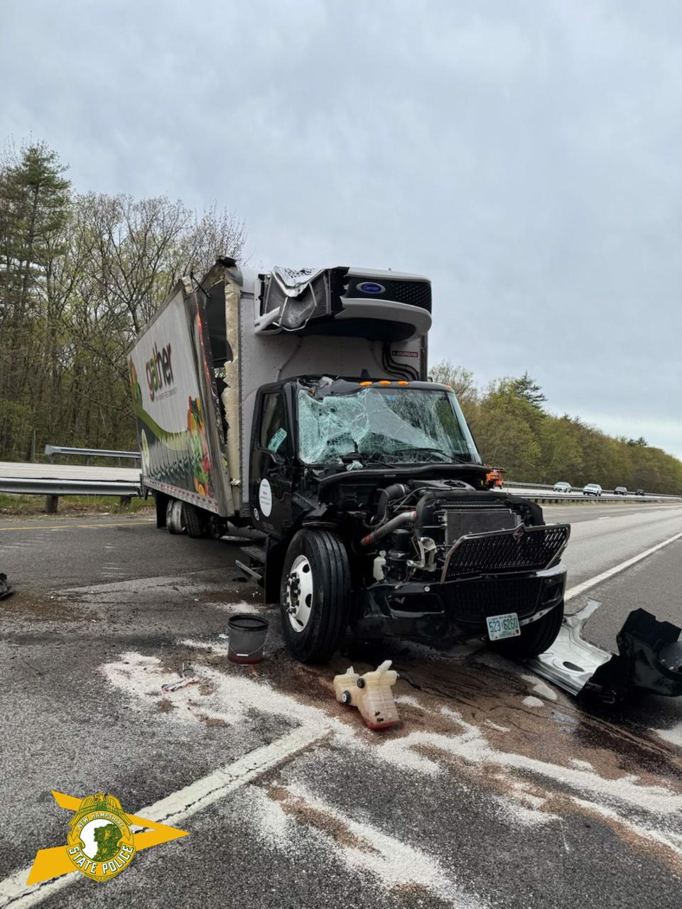 A 2023 International box truck crashed on Route 16 Friday morning, May 10, 2024.