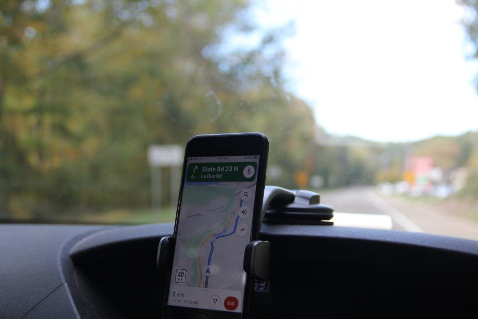 A phone GPS in a car.