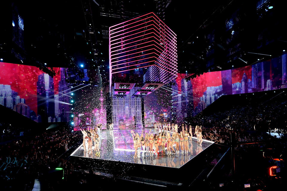 A look at the stage during the 2017 Victoria’s Secret Fashion Show in Shanghai’s Mercedes-Benz Arena. (Photo: Matt Winkelmeyer/Getty Images for Victoria’s Secret)