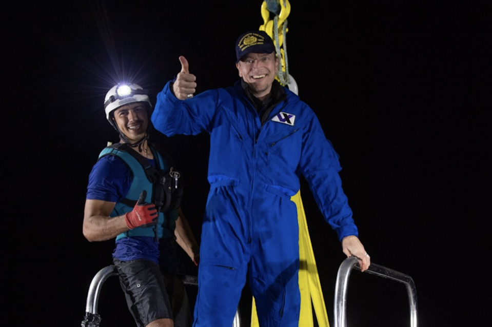 Kelly Walsh after completing an 11,000m dive to Challenger Deep, the deepest location on Earth, in 2020 (Mike Moore / EYOS Experience)