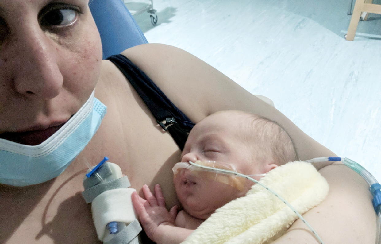 Lucy Robin performed CPR on her baby son and believes it saved his life. (Lucy Robin/SWNS)
