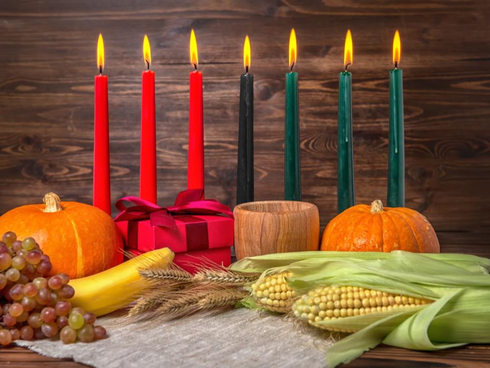 <span class="caption">A candle is lit each day to celebrate the seven basic values of African culture.</span> <span class="attribution"><a class="link " href="https://www.shutterstock.com/image-photo/kwanzaa-holiday-concept-decorate-seven-candles-703147627?src=VdfiHqNwle82YCsFWIQaHQ-1-2" rel="nofollow noopener" target="_blank" data-ylk="slk:Ailisa via Shutterstock.com;elm:context_link;itc:0;sec:content-canvas">Ailisa via Shutterstock.com</a></span>