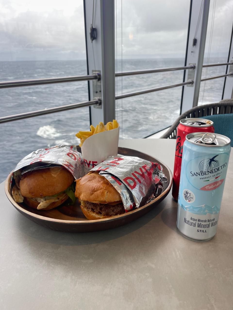 Lunch from Dive-In on Holland America's Rotterdam ship.