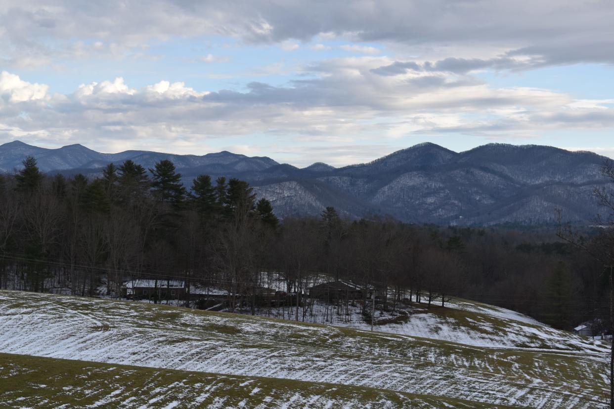 Snowfall accumulated on the mountaintops the week of Jan. 17 as seen in this photo captured Jan. 19 along Woods Ammons Road in Mars Hill. Some light snow is forecast for the weekend.