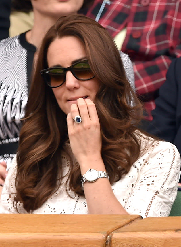 Duchess of Cambridge watching the tennis at Wimbledon 2014.