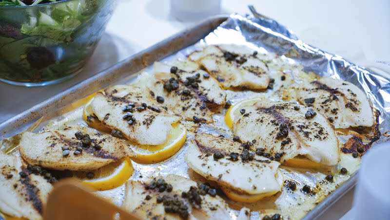 Fish with lemon and capers.