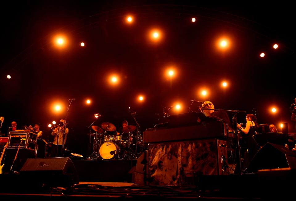 Donald Fagen, right, of Steely Dan performs at the Coachella Valley Music & Arts Festival at the Empire Polo Club on April 10, 2015, in Indio, Calif.