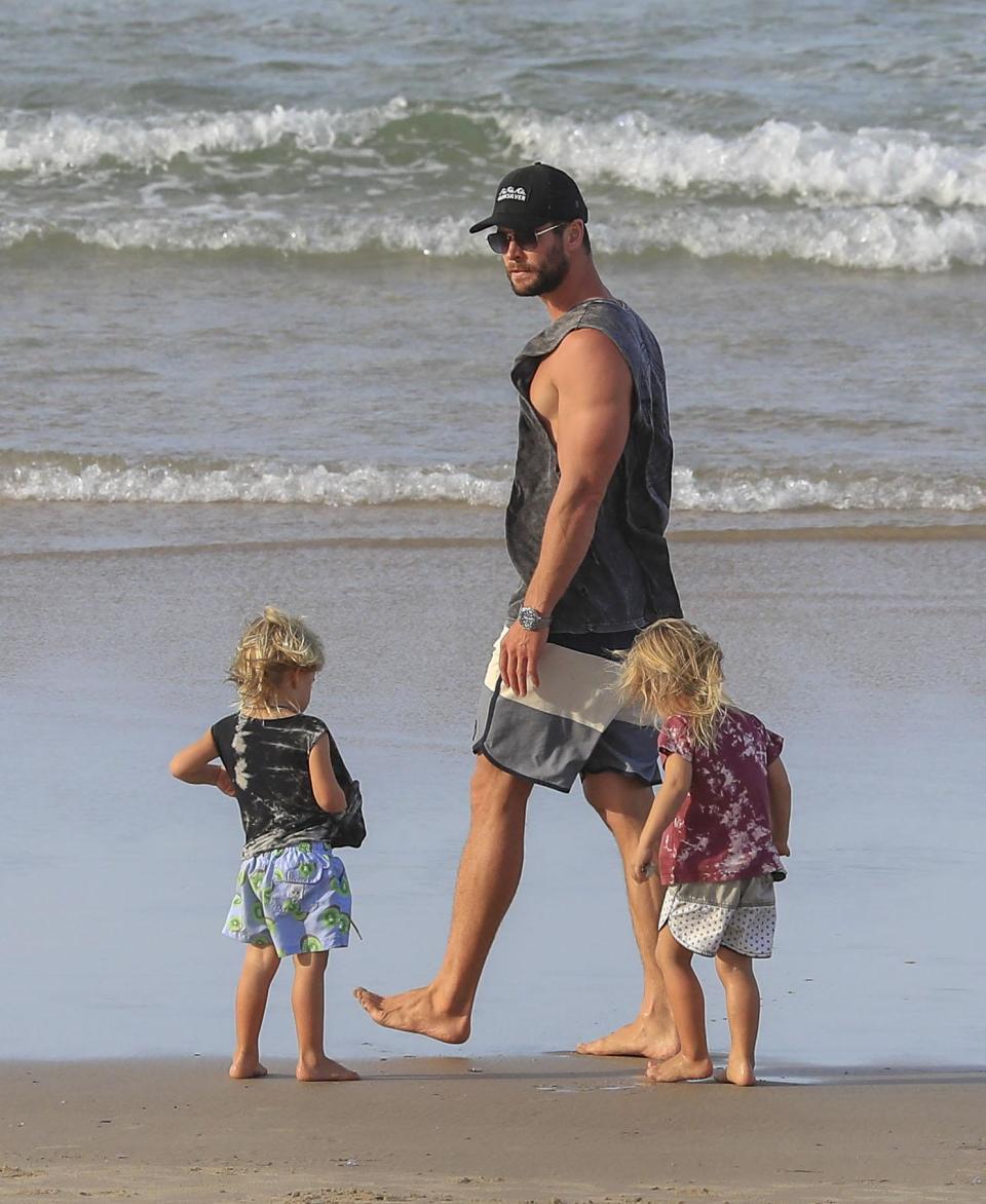 Hot dad alert: Chris Hemsworth and twins enjoy a boy's day out