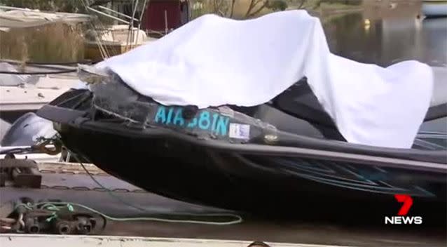 The jet ski was pulled from the river after the crash by police. Photo: 7 News