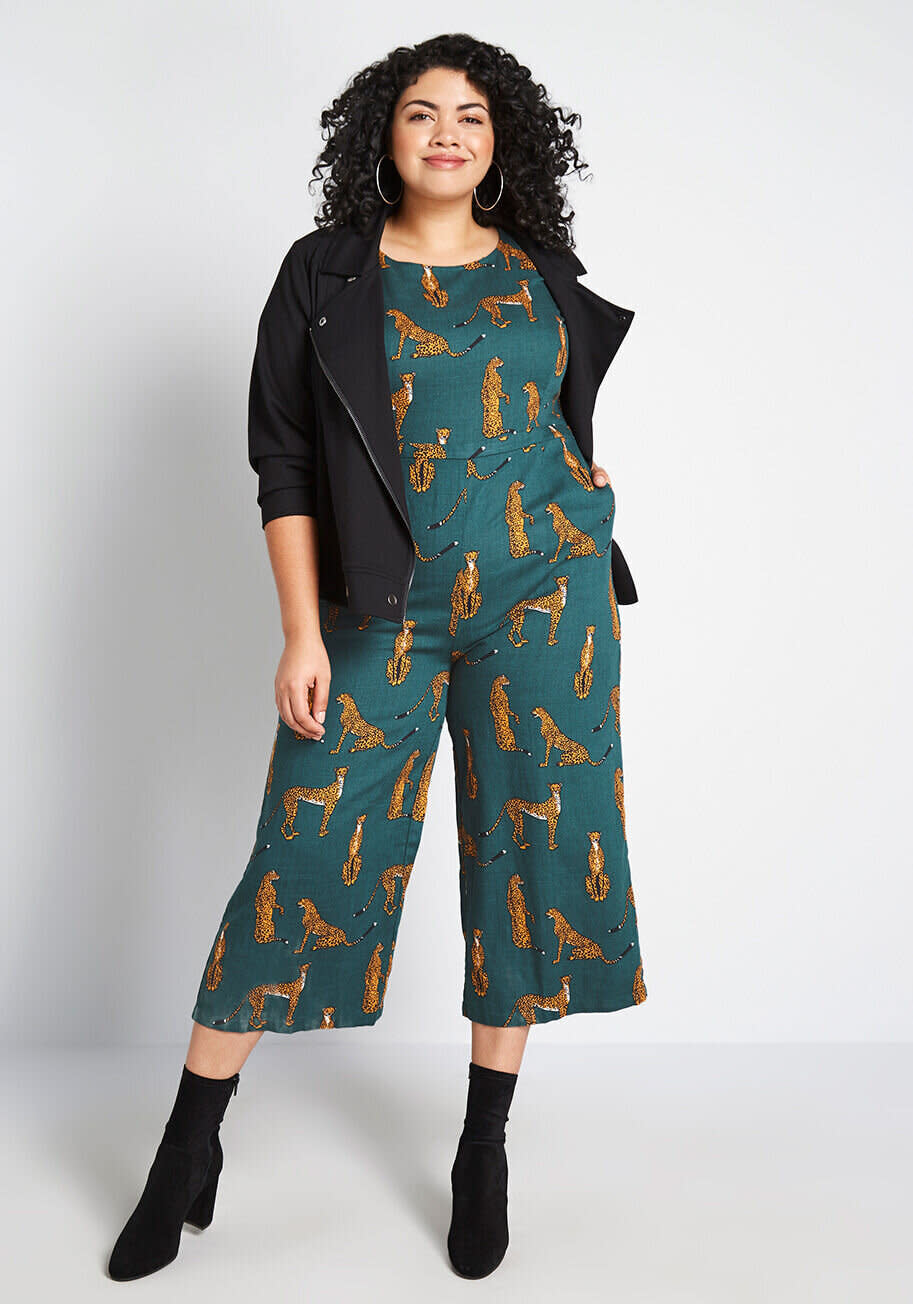 If you prefer prints to paillettes, this jumpsuit that has a different take on the cheetah trend. <a href="https://fave.co/2PiCYUR" target="_blank" rel="noopener noreferrer"><strong>Get it for $89 at ModCloth</strong></a>.