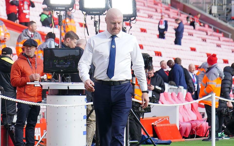 Everton manager Sean Dyche on the pitch ahead of the Premier League match at Anfield,
