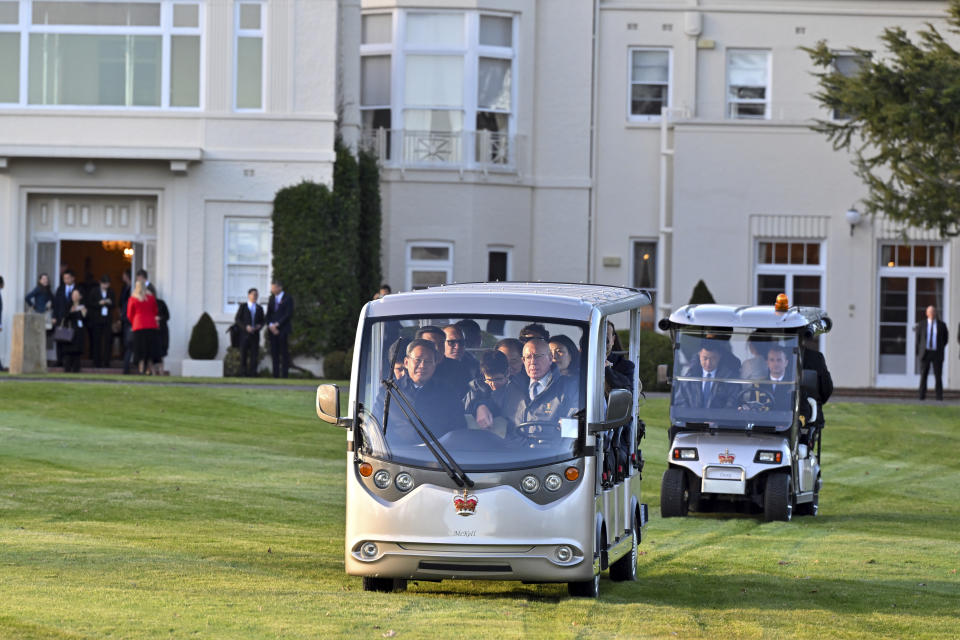 Australia's Governor-General David Hurley drives with China's Premier Li Qiang, left, to look for kangaroos at Government House in Canberra, Monday, June 17, 2024. Li says he has agreed with Australian Prime Minister Anthony Albanese to properly manage their nations' differences as they emerge from a hostile era in which minister-to-minister contacts were banned and trade barriers cost Australian exporters up to $13 billion a year. (Mick Tsikas/Pool Photo via AP)