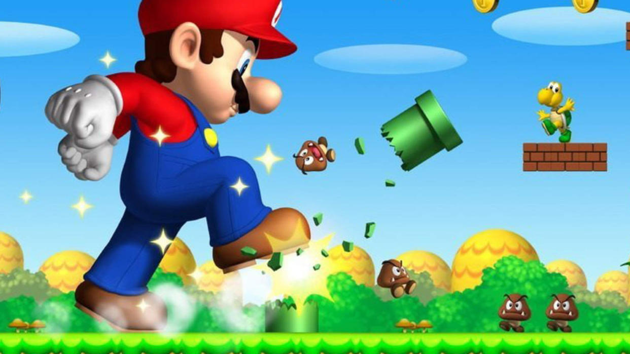  Big Mario stomping in Super Mario Bros. 