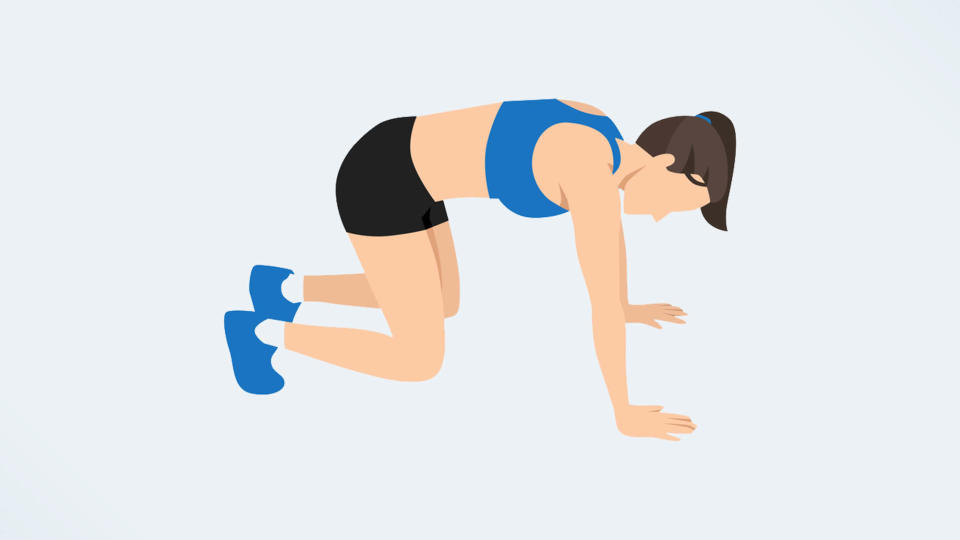 an illo of a woman doing a bear plank