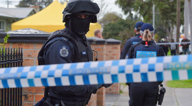 A man who allegedly belongs to a far-right group has been charged after counter-terror raids across Victoria. Picture: AAP