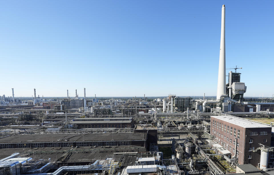 German specialty chemicals company Evonik Industries produces at its location at the Marl Chemical Park in Marl, Germany, Thursday, Sept. 7, 2023. (AP Photo/Martin Meissner)