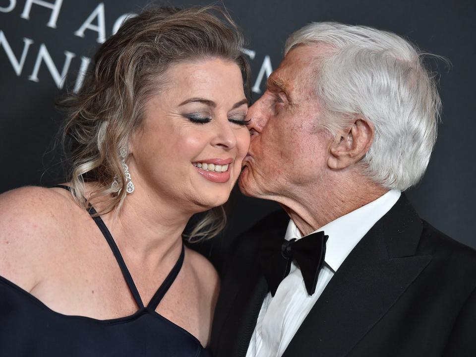 Dick Van Dyke and wife Arlene Silver arrive at the 2017 AMD British Academy Britannia Awards at The Beverly Hilton Hotel on October 27, 2017 in Beverly Hills, California