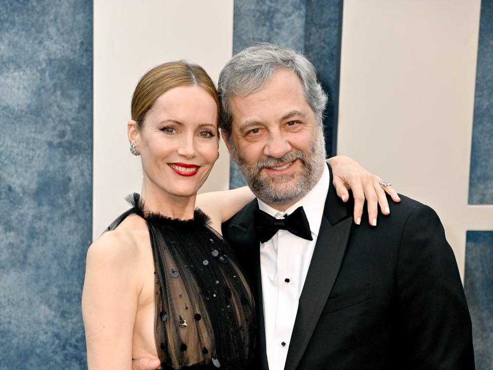 Leslie Mann and husband Judd Apatow at the 2023 Vanity Fair Oscar Party.