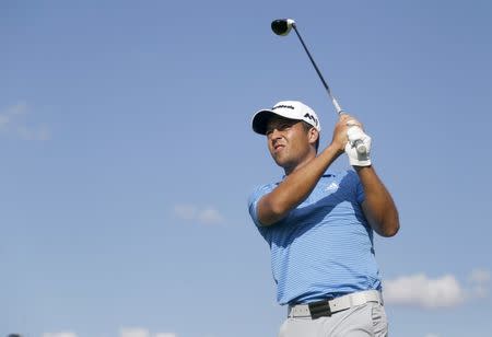 Sep 24, 2017; Atlanta, GA, USA; Xander Schauffele follows his shot from the 16th tee during the final round of the Tour Championship golf tournament at East Lake Golf Club. Mandatory Credit: Brett Davis-USA TODAY Sports