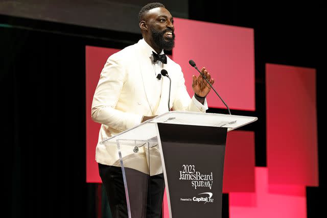 <p>Jeff Schear/Getty</p> Eric Adjepong will appear on 'Selena + Chef: Home for the Holidays'