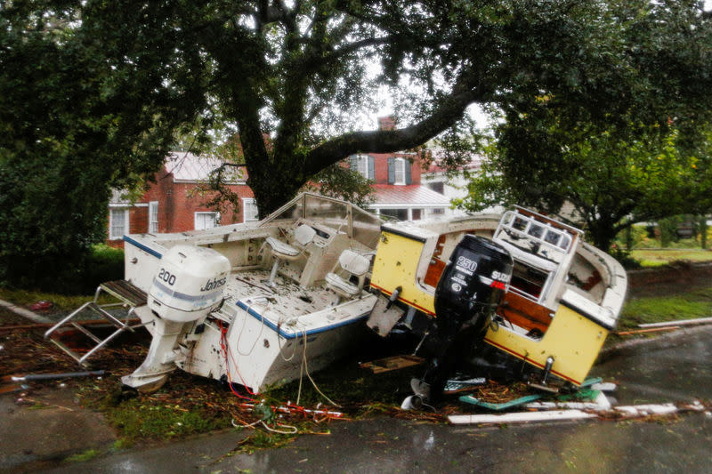 A New Bern (photo), ville de 30.000 habitants au confluent des rivières Neuse et Trent en Caroline du Nord, la tempête a "submergé" la ville. /Photo prise le 14 septembre 2018. REUTERS/Eduardo Munoz - RC1C5B456B40