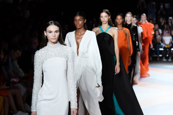 <p>Christian Siriano SS17 show got a massive round of applause as he presented a diverse range of models of different body sizes and ethnicities - bravo. <i>[Photo: Getty]</i></p>