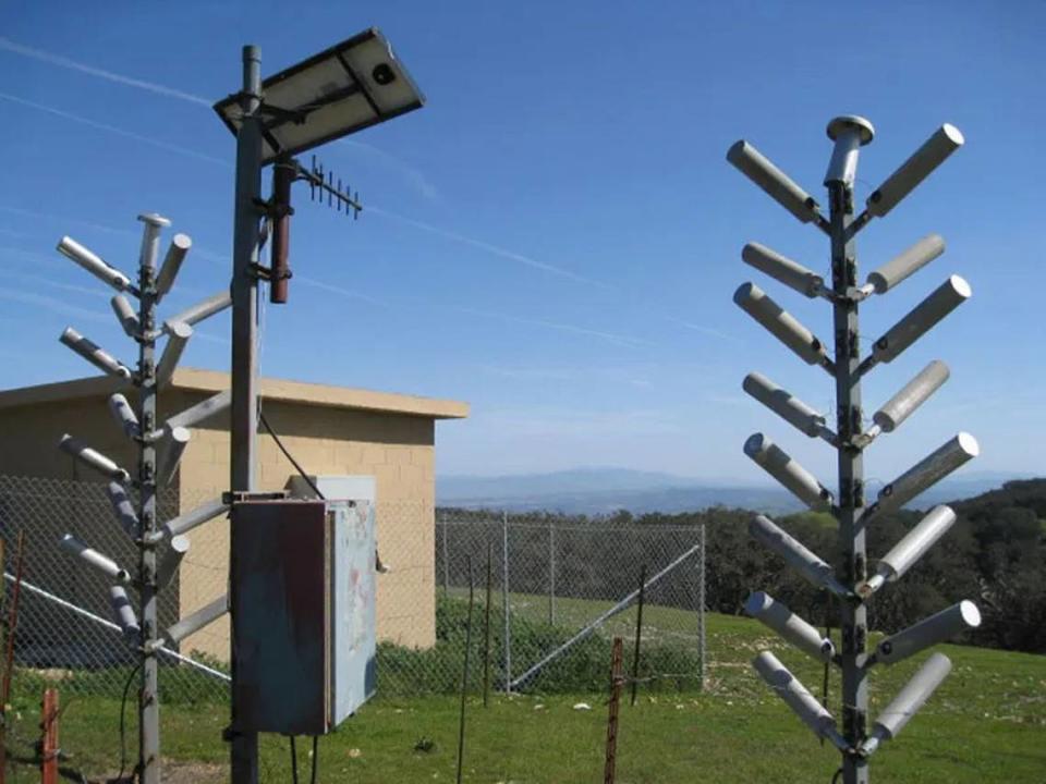 Silver iodide flares stand ready at a ground-based cloud seeding site on Mount Lospe near Point Sal and Vandenberg Space Force Base near Lompoc.
