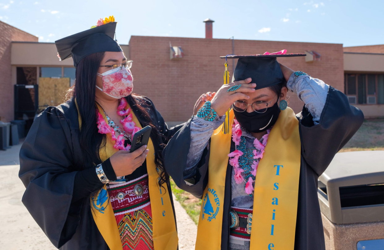 <span class="caption">Diné College, founded as Navajo Community College in 1968, was the first tribal college in the U.S.</span> <span class="attribution"><a class="link " href="https://twitter.com/CollegeDine/status/1394701491466752001" rel="nofollow noopener" target="_blank" data-ylk="slk:Courtesy Diné College;elm:context_link;itc:0;sec:content-canvas">Courtesy Diné College</a>, <a class="link " href="http://creativecommons.org/licenses/by-nc-nd/4.0/" rel="nofollow noopener" target="_blank" data-ylk="slk:CC BY-NC-ND;elm:context_link;itc:0;sec:content-canvas">CC BY-NC-ND</a></span>