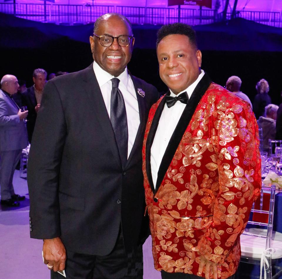 Nate Jacobs, right, founder and artistic director of the Westcoast Black Theatre Troupe with his brother Michael, who wrote the book and lyrics for the world premiere musical “Ruby.”