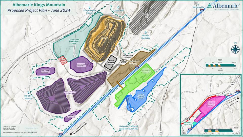 Albemarle Corp., based in Charlotte, released its project plan for the Kings Mountain Mine, one of the few known hard-rock lithium deposits in the U.S.