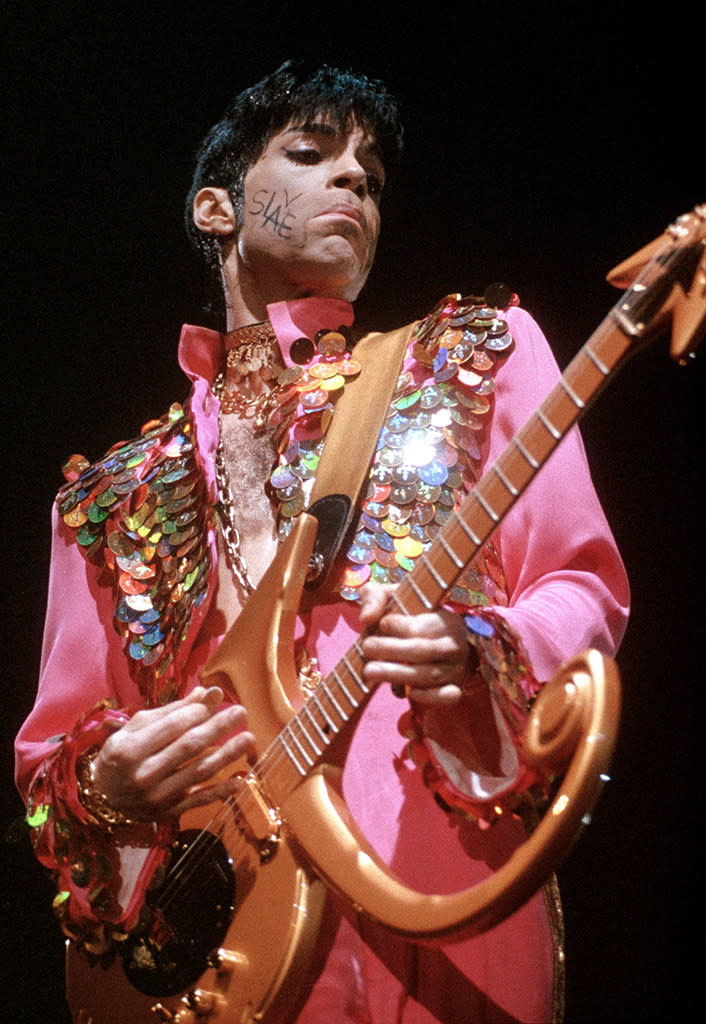 Prince performs in London on March 1, 1995.