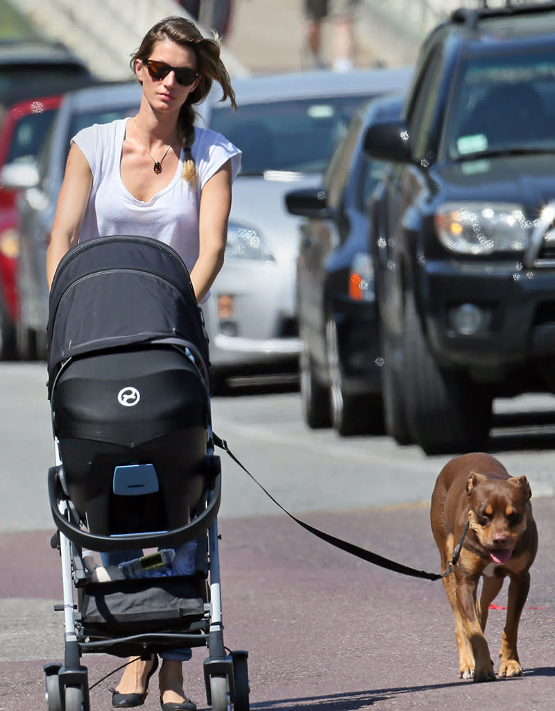 Exclusive - Gisele Bundchen and Tom Brady With the Kids and Dog Lua