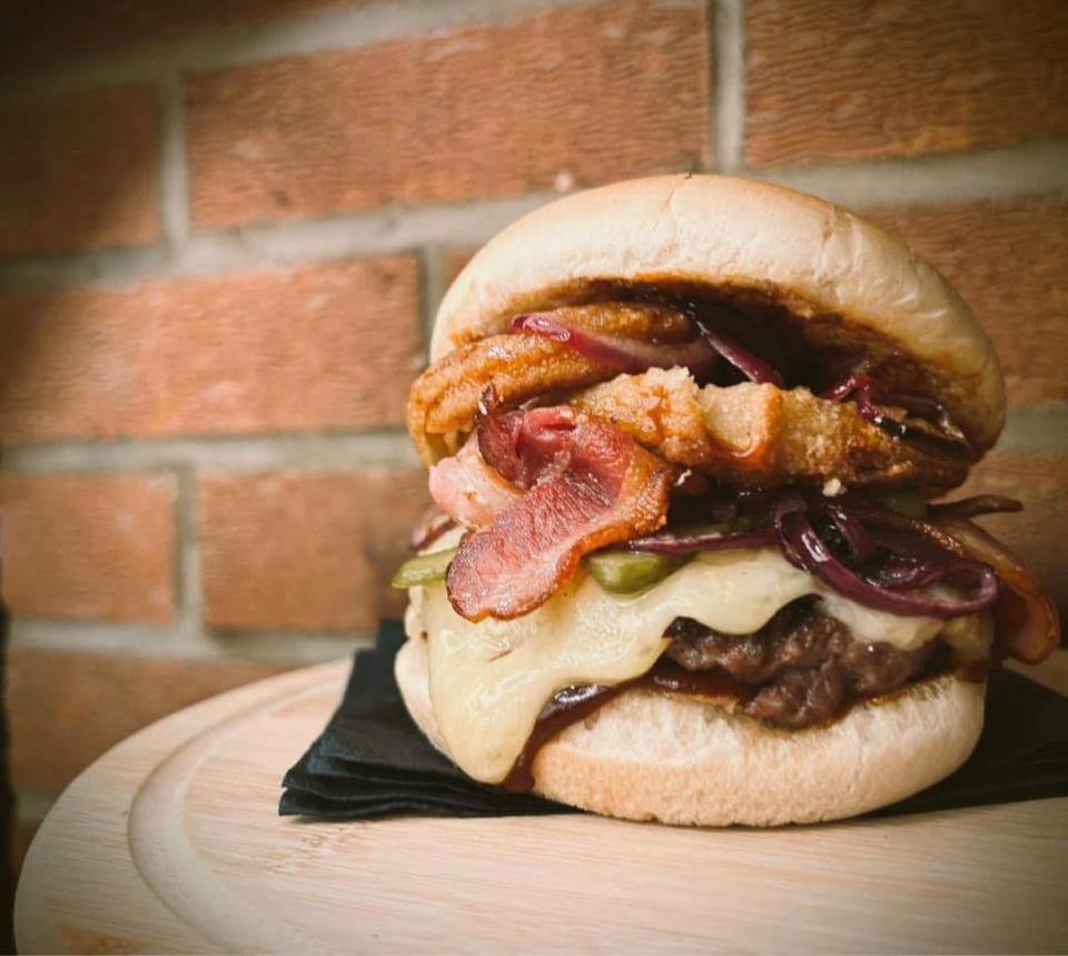 East Anglian Daily Times: A burger from P&amp;B at The Butchers Arms in Beccles 