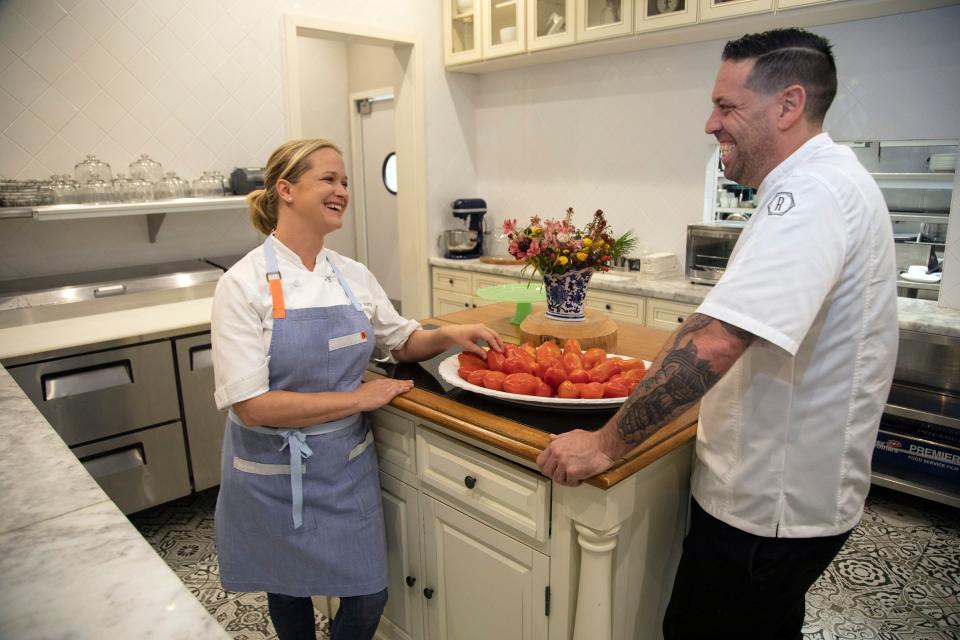 The Regional's executive chef/co-owner Lindsay Autry chats with chef de cuisine Mario Beabraut.