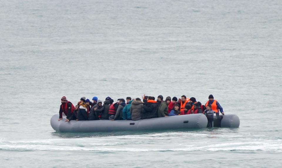 A group thought to be migrants adrift in a dinghy in the Channel (Gareth Fuller/PA) (PA Wire)