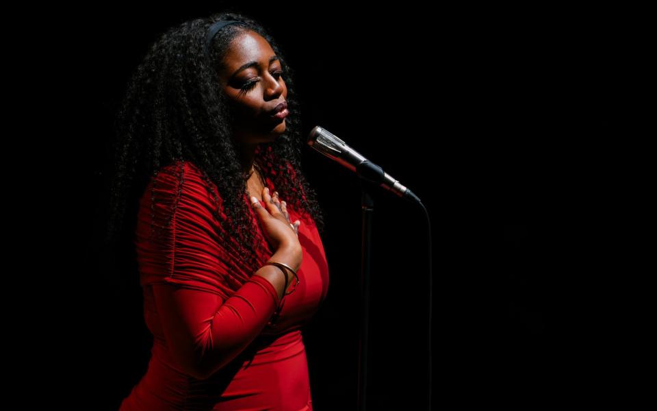 Samara Joy on stage at the Roundhouse