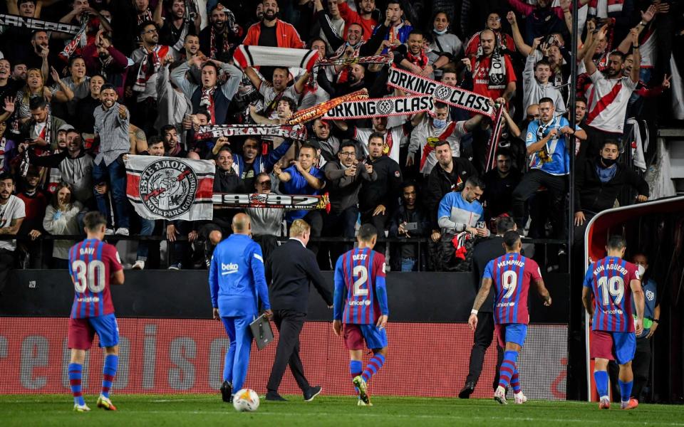 Rayo Vallecano fans taunt Koeman and his team after Wednesday's defeat - GETTY IMAGES