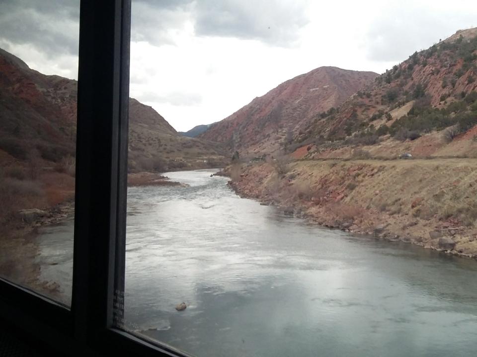 amtrak view of water outside of train window