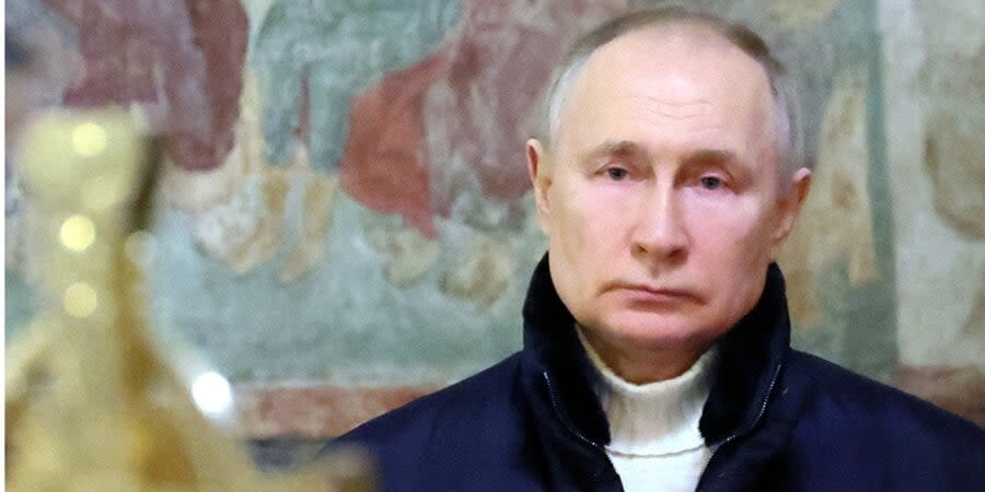 Putin at the Christmas service in Moscow, January 7, 2023