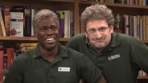<p> In this Barnes and Noble-set edition of a recurring sketch in which Cecily Strong and Bobby Moynihan’s characters, under the impression they are getting fired, voice grievances about their coworkers, the real highlight comes near the end. Host Kevin Hart cannot contain his laughter at future <em>I Think You Should Leave </em>star Tim Robinson and his performance as the “old, useless” Carl. </p>